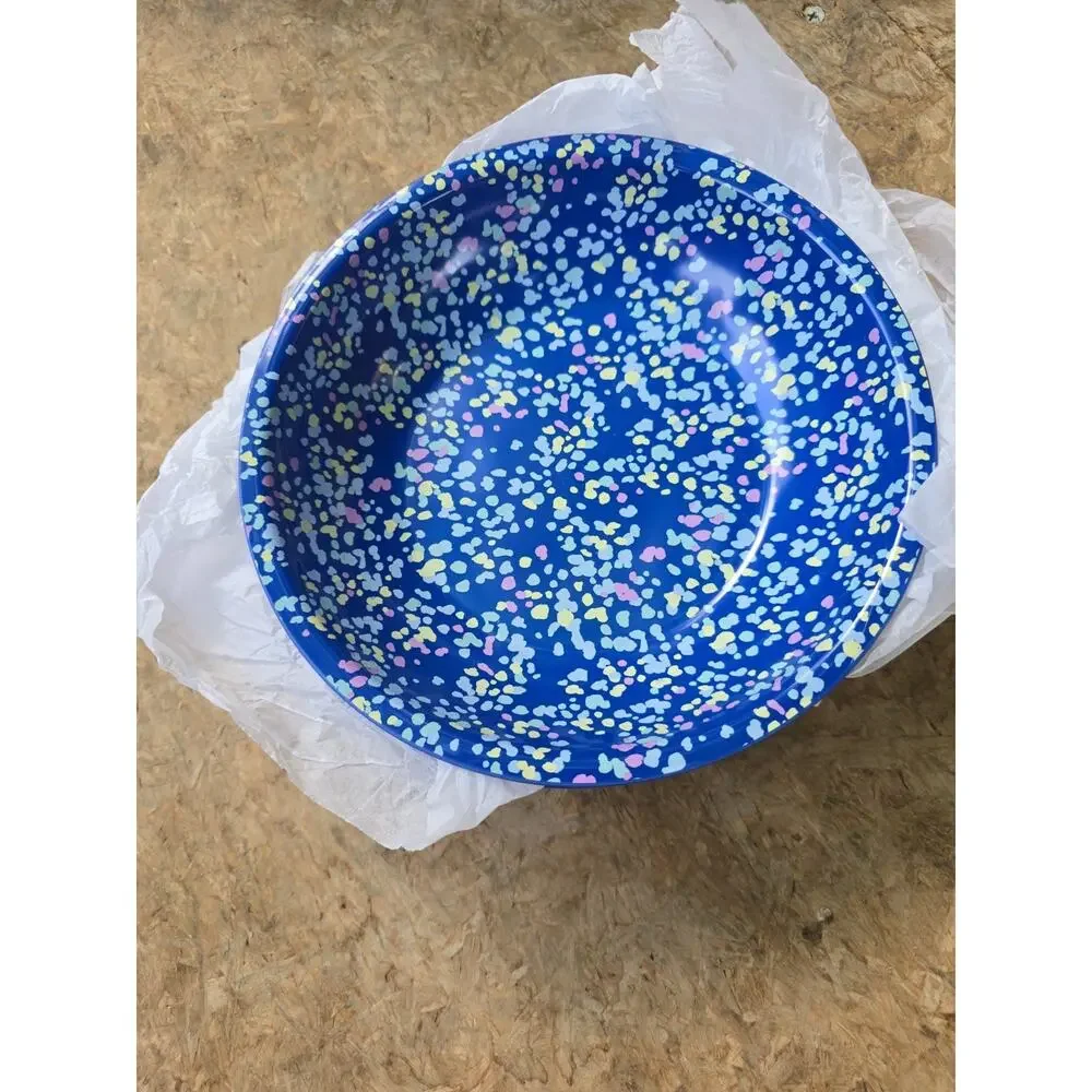 4 pc Plastic Terrazzo Candid Cobalt Dinner Dessert Bowl Room Essentials New